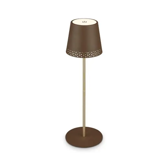 Utolsó esély Kiki LED-es újratölthető asztali lámpa, barna/arany, IP44, 3000K
