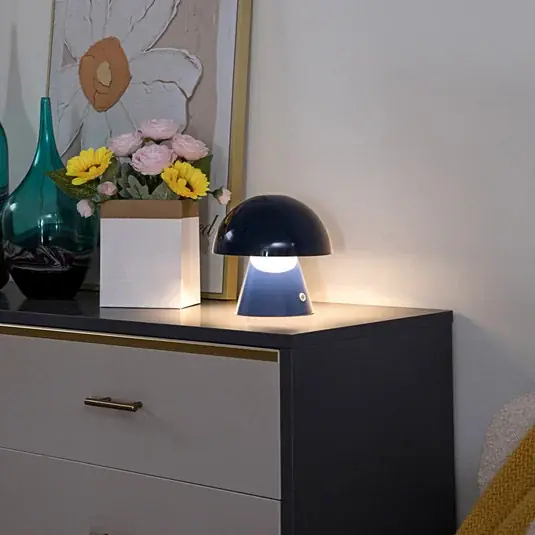 Vedd meg most Lindby LED-es újratölthető asztali lámpa Nevijo, kék, Ø18cm, USB,