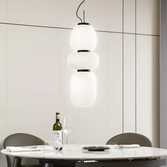 Rendeld meg most Lucande LED-es függőlámpa Lucya, 3-lámpás, üveg, fehér, 64,5 cm