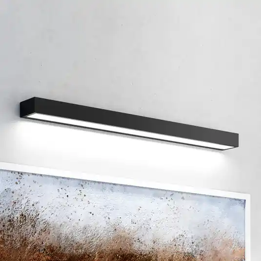 Olcsóbb Vola LED fürdőszobai fali lámpa, IP44, fekete, 4000 K, szélesség 80 cm