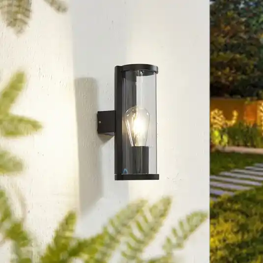 Nézd meg most Lucande kültéri fali lámpa Zanta, magasság 28,2 cm, IP65, fekete