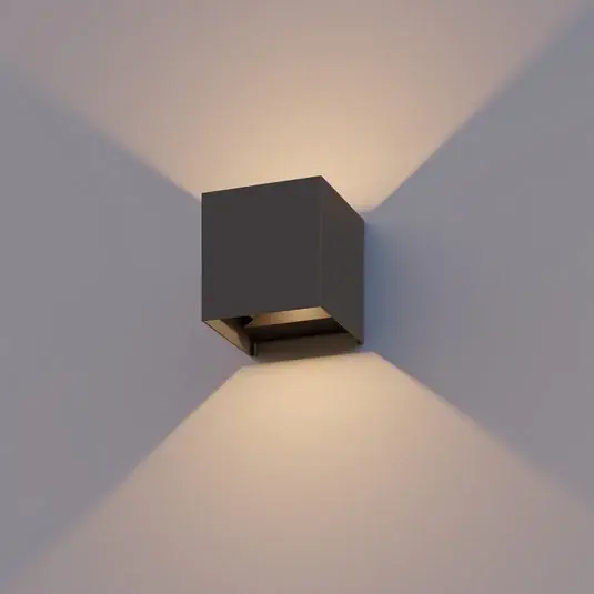 Calex LED kültéri falilámpa Cube, fel/le, magasság 10 cm, antracit Korlátozott ajánlat