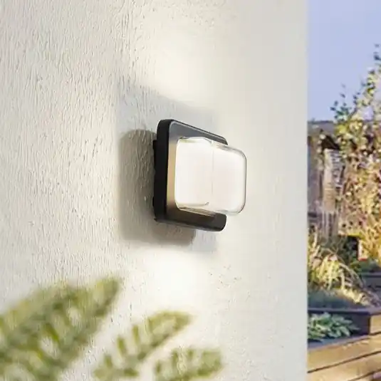 Árcsökkenés Lindby LED kültéri fali lámpa Sibara, antracit, szögletes, IP54