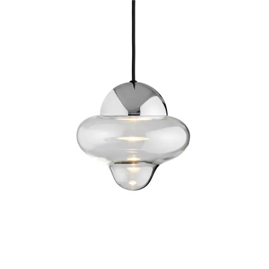 Nutty LED lógó világítás, átlátszó / króm színű, Ø 18,5 cm, üveg Kiárusítás