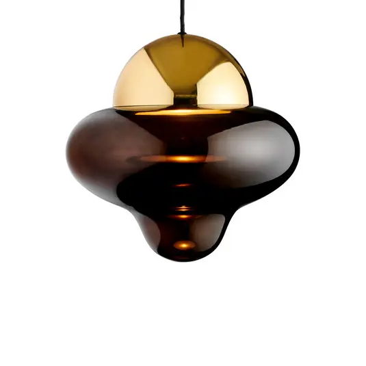 LED lógó világítás Nutty XL, barna/arany színű, Ø 30 cm, üveg Árcsökkenés