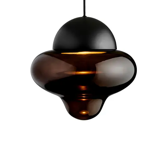 LED lógó világítás Nutty XL, barna/fekete, Ø 30 cm, üveg Rendeld meg most