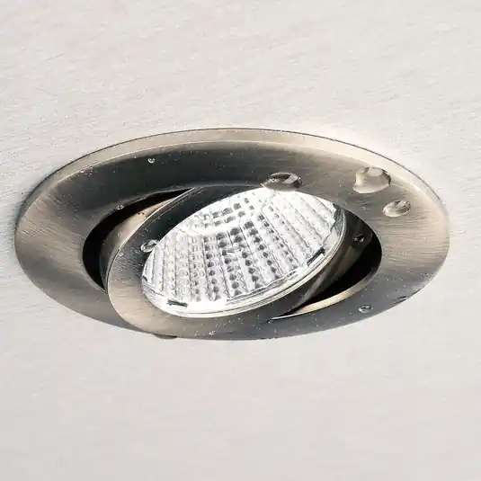 LED mennyezeti süllyesztett lámpa Dione, IP44, 3.000 K, nikkel, halványítva Legkelendőbb