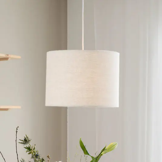 PR Home függőlámpa Sara, törtfehér, Ø 35 cm, lenvászon textília Vásárlói kedvenc