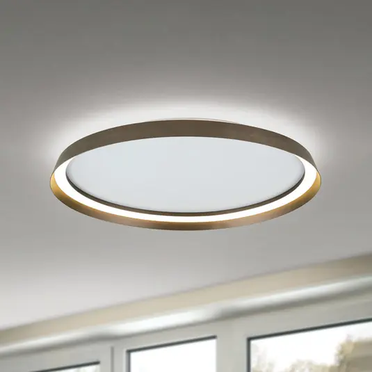 Olcsó LED mennyezeti lámpa Manta, Ø 60 cm, alumínium/bronz, alumínium, fel/le,