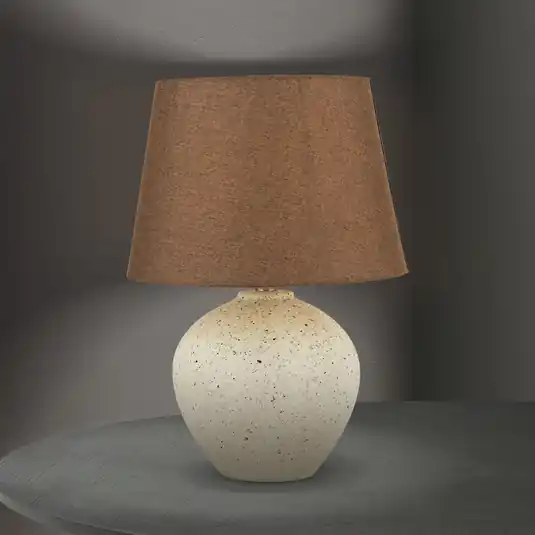 Népszerű Masai asztali lámpa, krém/barna, magasság 46,5 cm, kerámia/vászon