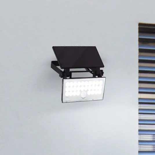 LED napelemes kültéri fali spotlámpa Luton Sensor, fekete, W 19 cm Legkelendőbb