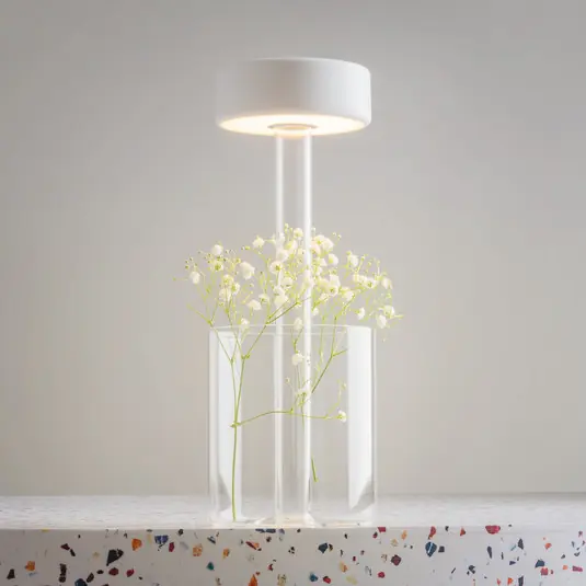 Maytoni LED-es újratölthető asztali lámpa AI Collaboration, üveg, fehér Legkelendőbb