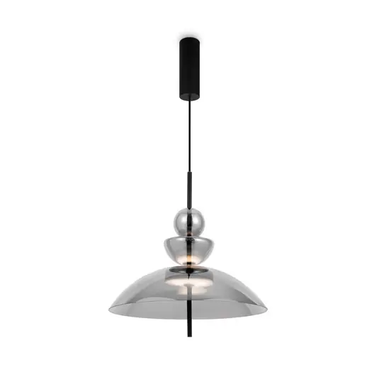 Bestseller Maytoni LED-es függőlámpa Bangkok, Ø 40 cm, füstszürke, üveg