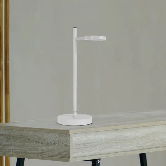 Biztonságos vásárlás LED-es, újratölthető asztali lámpa Lupa, fehér, magasság 45 cm, fém,