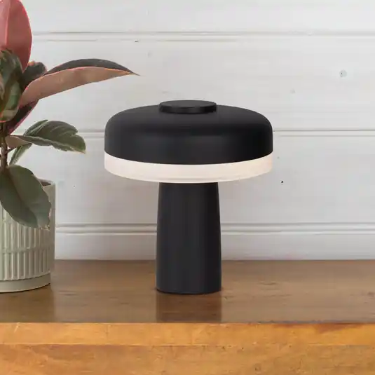 Kedvezmény LED-es újratölthető asztali lámpa Pilu fekete magasság 16.5cm fém touchdim