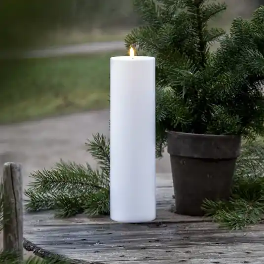 Ne maradj le LED gyertya Flamme Rak 37,5 cm fehér műanyag elemmel működtethető