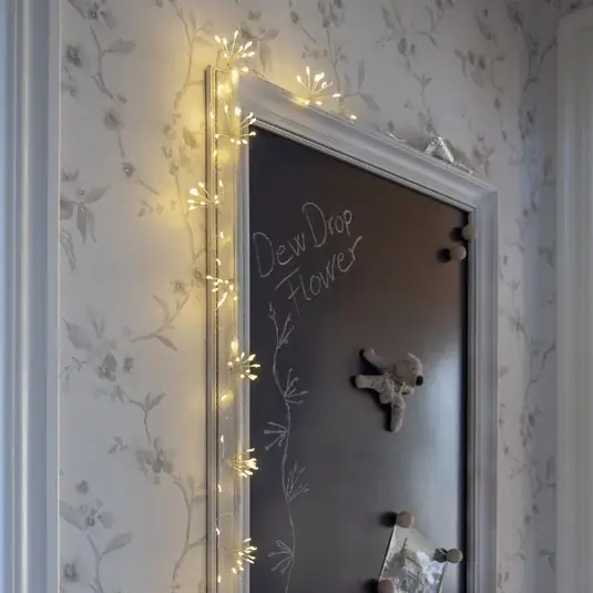 Akciós ár LED tündérfények Harmatcsepp virág, ezüst, 140 cm, elemes