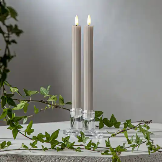 LED gyertya Flamme Stripe, bézs, 25 cm-es viaszelemes, 2 db-os készlet Alacsony ár
