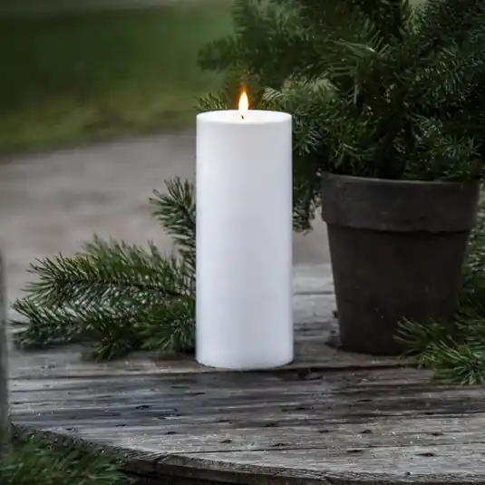 LED gyertya Flamme Rak 27,5 cm fehér műanyag elemmel működtethető Biztonságos fizetés