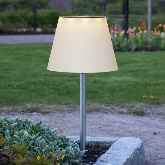 Ajánlat Solini LED napelemes földi tüskés lámpa, fehér/ezüst, magasság 90 cm