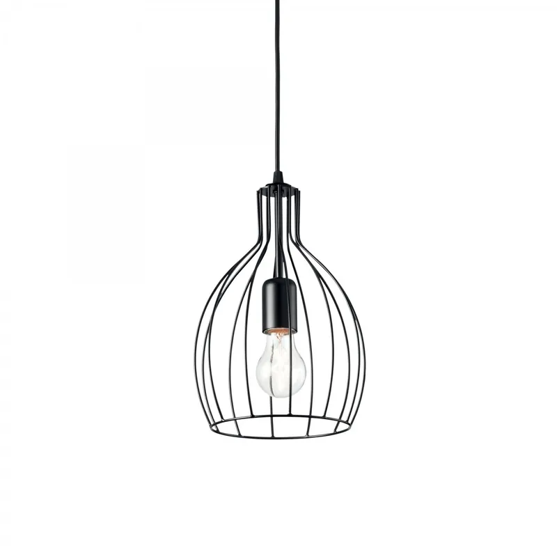 Ideal Lux 148151 mennyezeti függőlámpa Ampolla 1x60W E27 - fekete, drótos Gyors szállítás