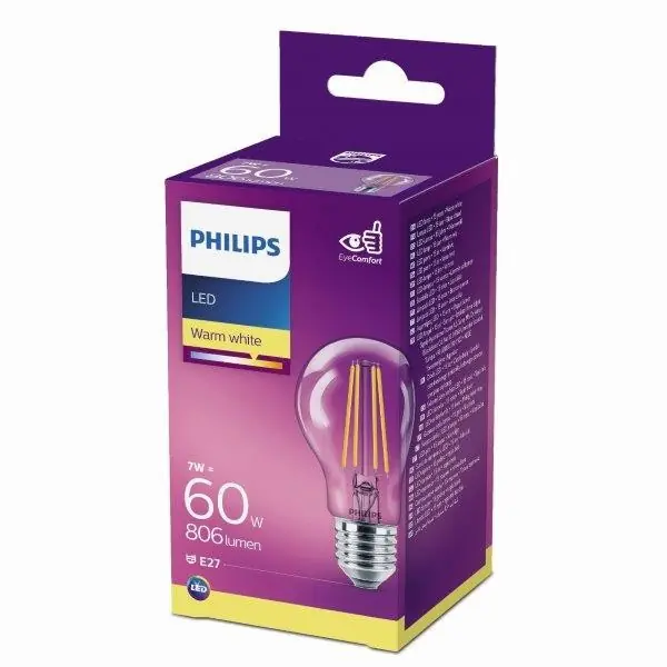 Utolsó esély Philips 8718699665289 LED izzó 7W E27 806 lm 2700K