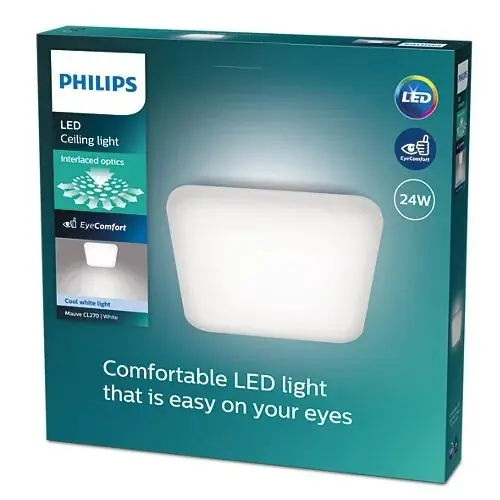 Philips 8720169195516 LED mennyezetre szerelhető lámpa Mauwe 24W integrált LED forrás 3000 lm 4000K Azonnal elérhető