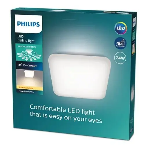 Philips 8720169195493 LED mennyezetre szerelhető lámpa Mauwe 24W integrált LED forrás 2900 lm 2700K Expressz szállítás
