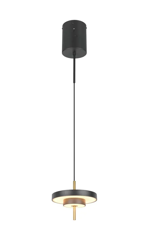 Azonnal elérhető Trio T340210180 LED mennyezeti függőlámpa KEATON 10W integrált LED forrás 1x1200lm 2300+3000+4000K Trio - SwitchDimmer fekete aranyszínű