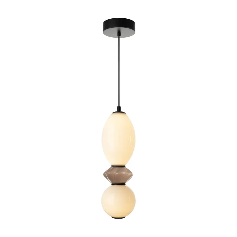 Italux PND-94921-2B-BK LED mennyezeti függőlámpa Balos 12W integrált LED forrás 3000K fekete barna opál Kedvezményes ár