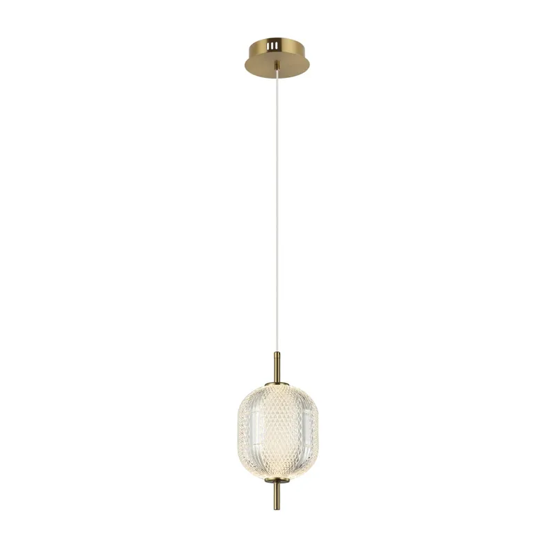 Vedd meg most Italux PND-81438-1A-GD LED mennyezeti függőlámpa Corado 8W integrált LED forrás 3000K aranyszínű átlátszó