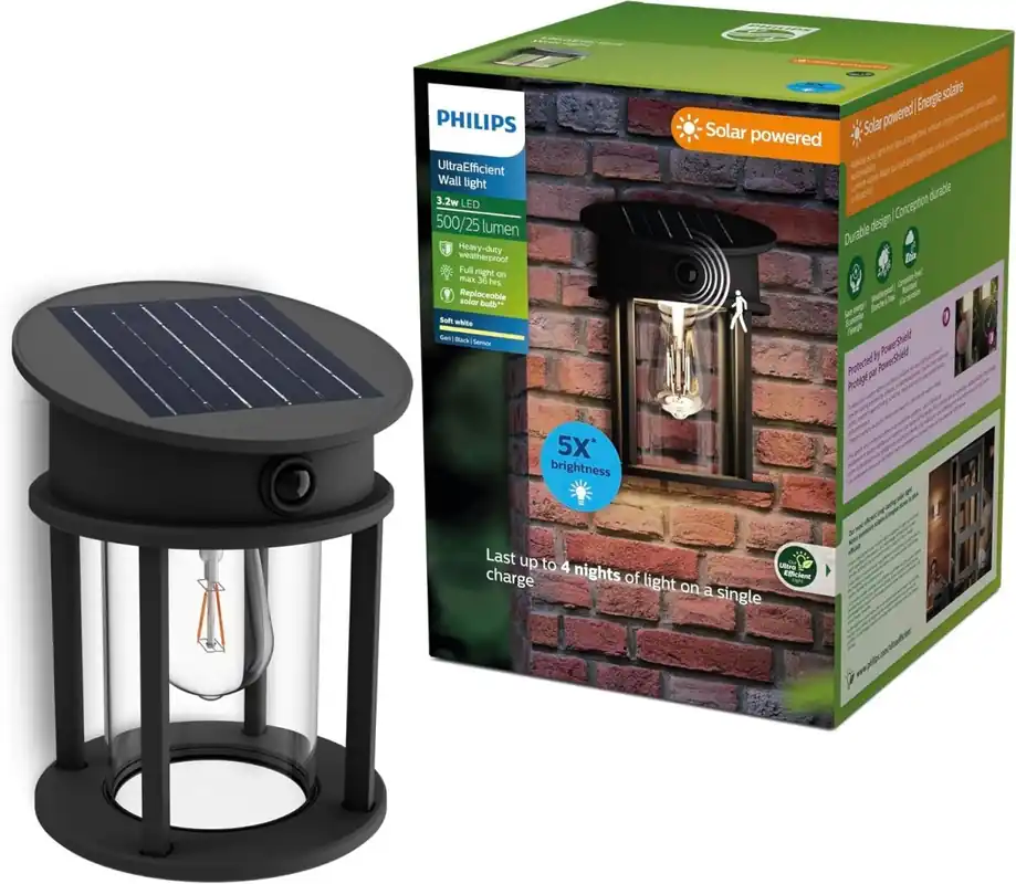 Philips 8720169361928 LED napelemes kültéri fali lámpa Geri 3,2W integrált LED forrás 500lm 4000K Exkluzív ajánlat